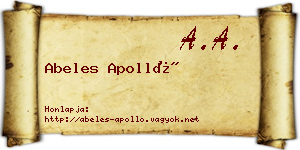 Abeles Apolló névjegykártya